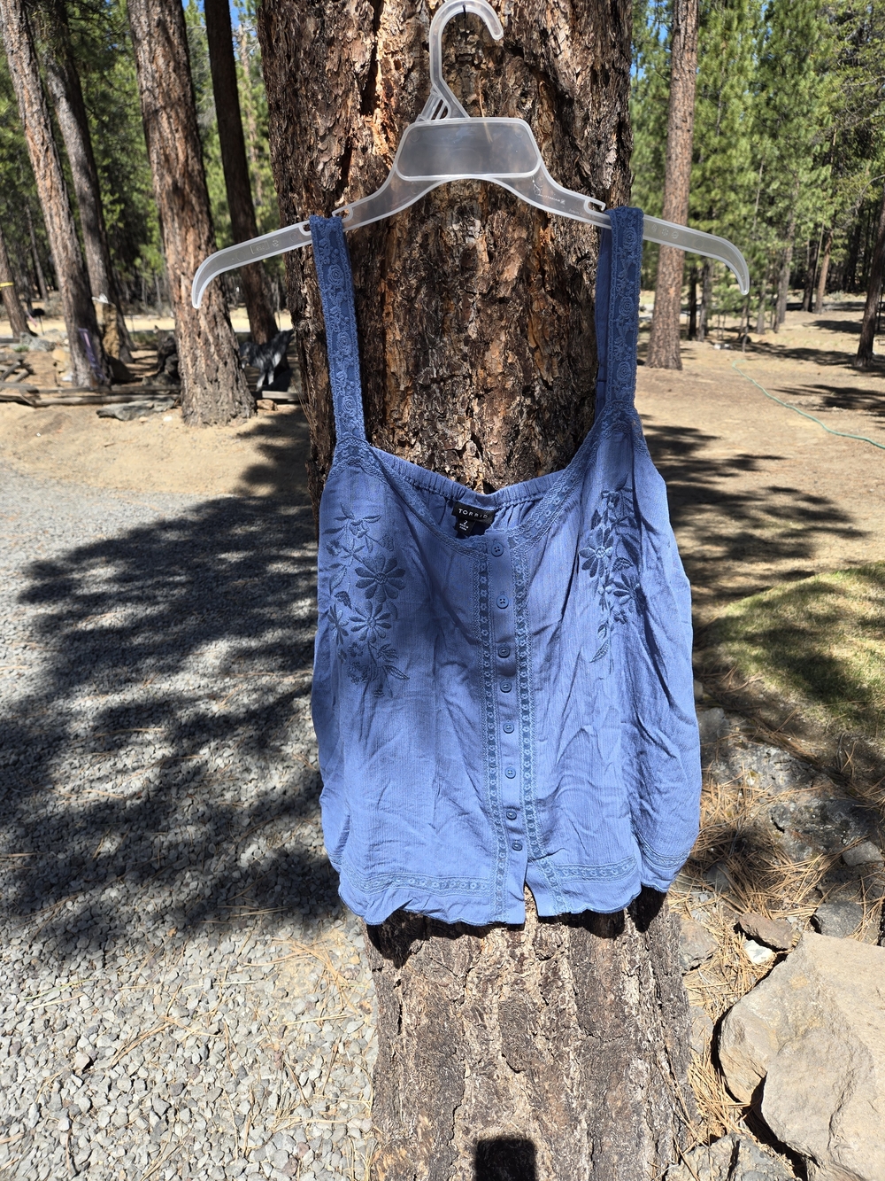 torrid Blue Embroidered Button-Front Camisole
